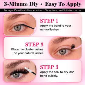 FANXITON 3D Volume Lash Clusters close-up showing deep D-curl
