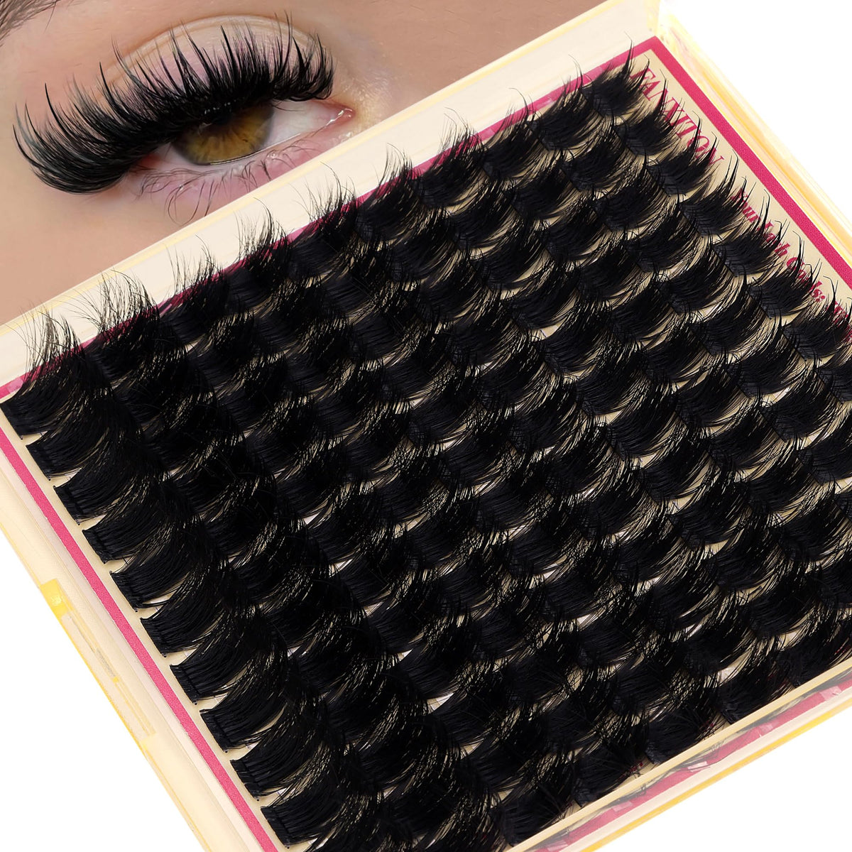 FANXITON 3D Volume Lash Clusters front view showcasing spiky design