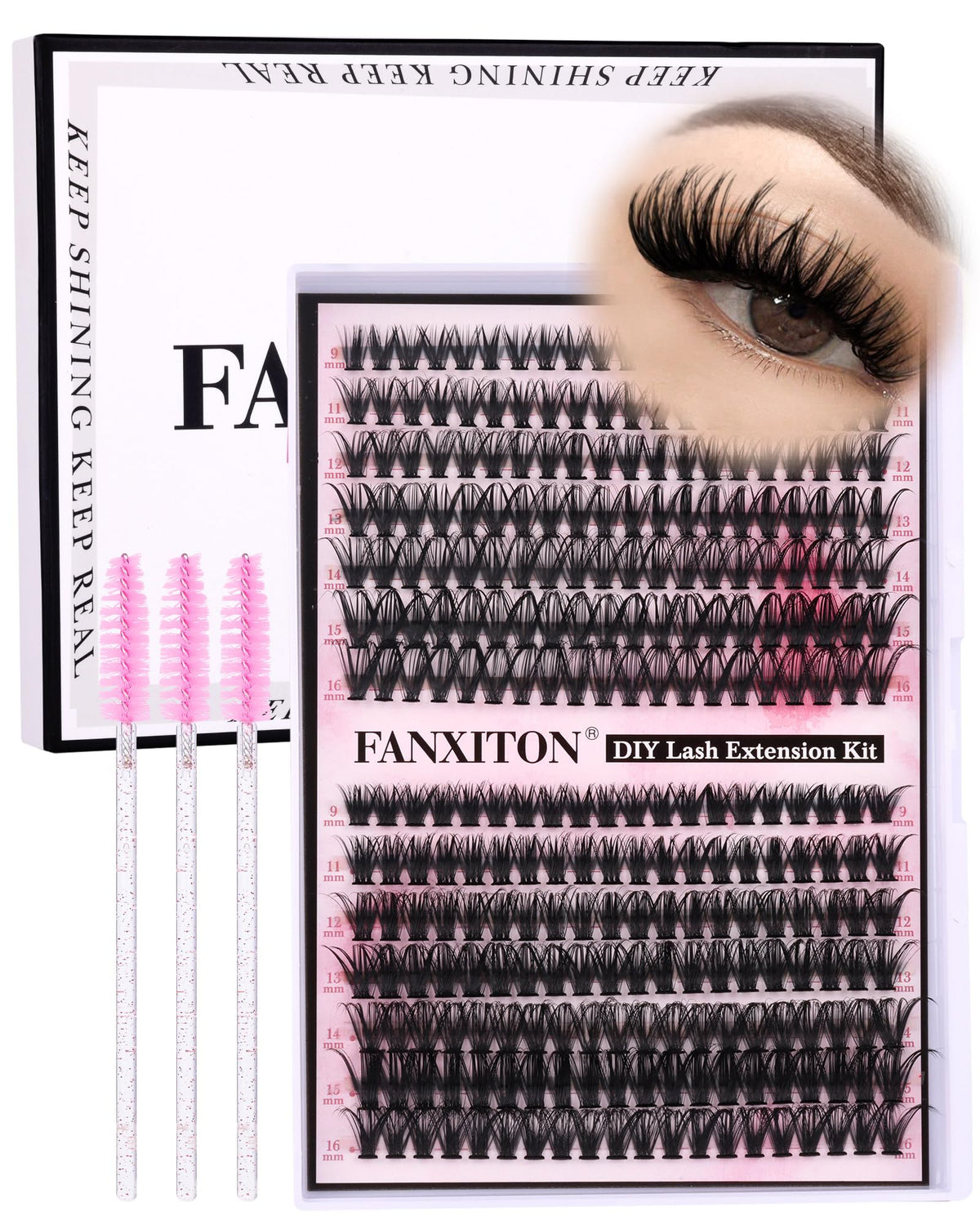 FANXITON DIY Lash Extension Kit 280 pcs with lash brushes