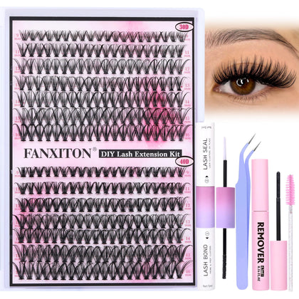 FANXITON DIY Lash Extension Kit with 280 pcs lash clusters