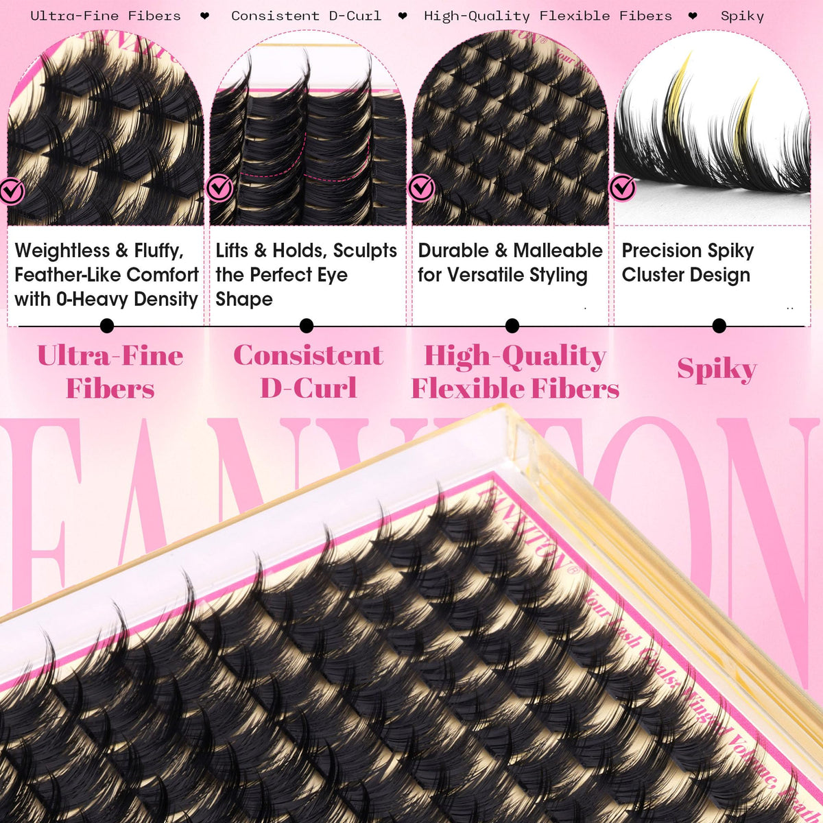 FANXITON Fairy Lash Clusters in packaging