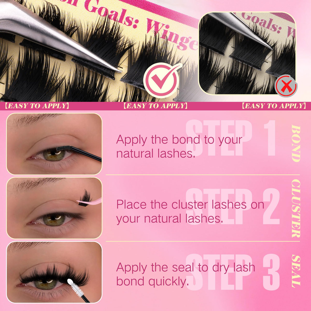 FANXITON Fairy Lash Clusters showing waterproof feature