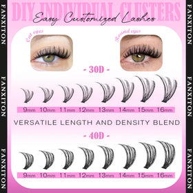 FANXITON Lash Clusters 30D close-up showing texture