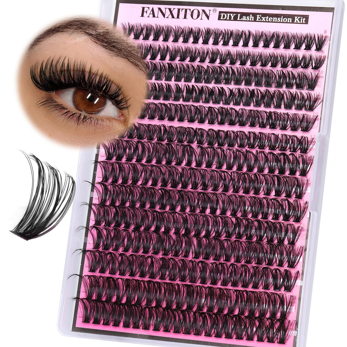 FANXITON Lash Clusters 50D D Curl 280pcs front view
