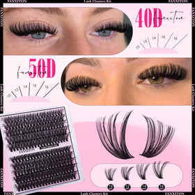 FANXITON lash clusters applied on a model's eyes