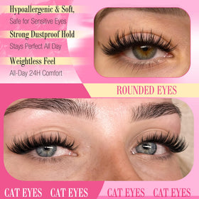 FANXITON lash clusters applied on model's eyes