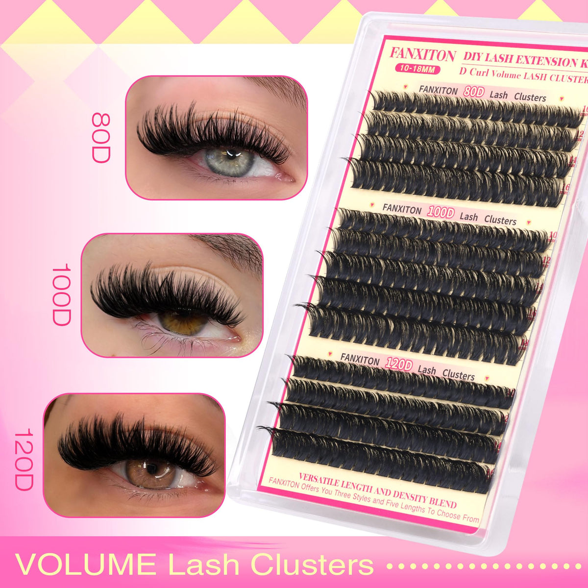 FANXITON lash clusters applied on model's eyes