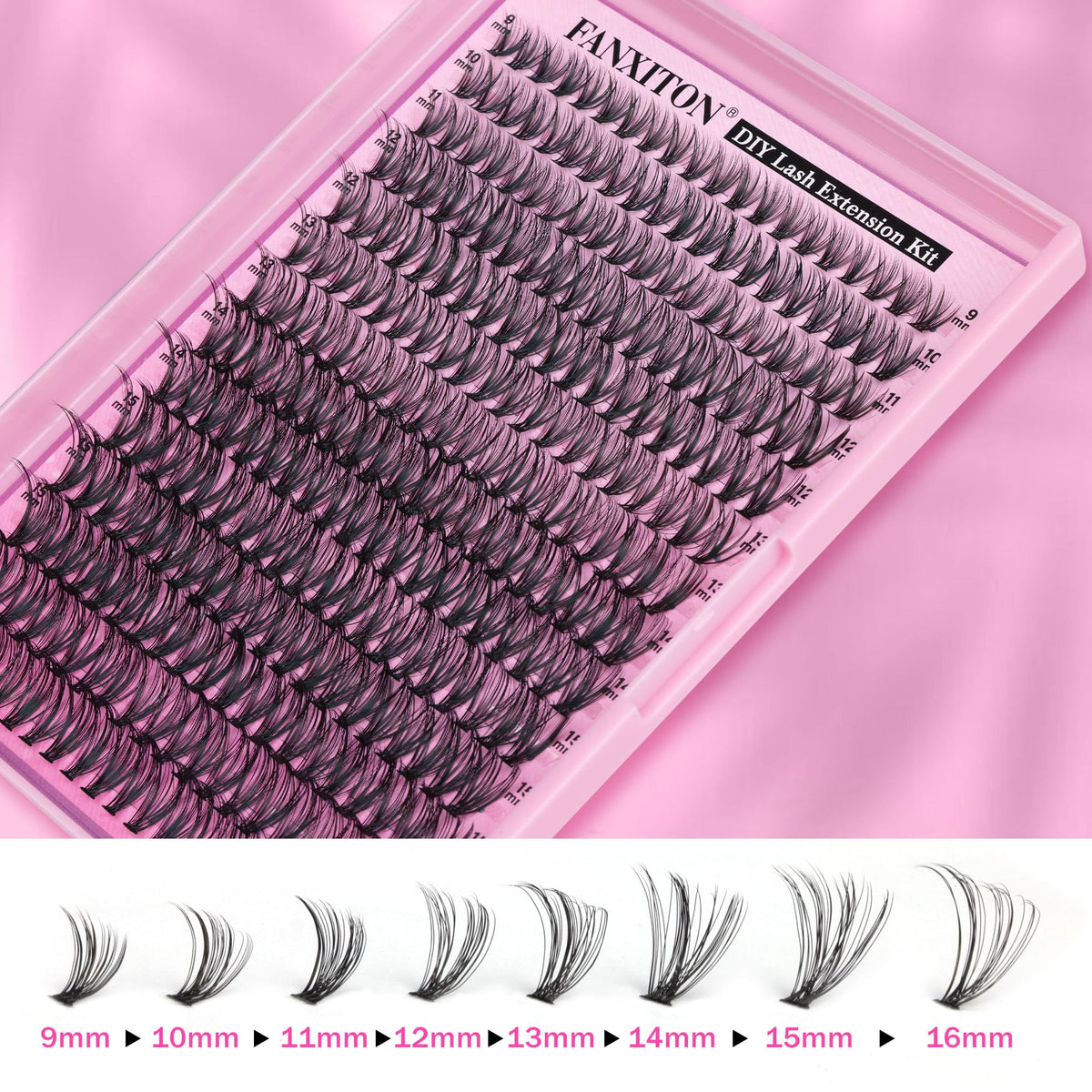 FANXITON lash clusters applied on model's eyes