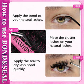 FANXITON lash clusters applied to a model's eyes