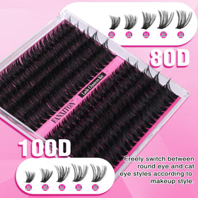 FANXITON lash clusters arranged by length from 10-16mm