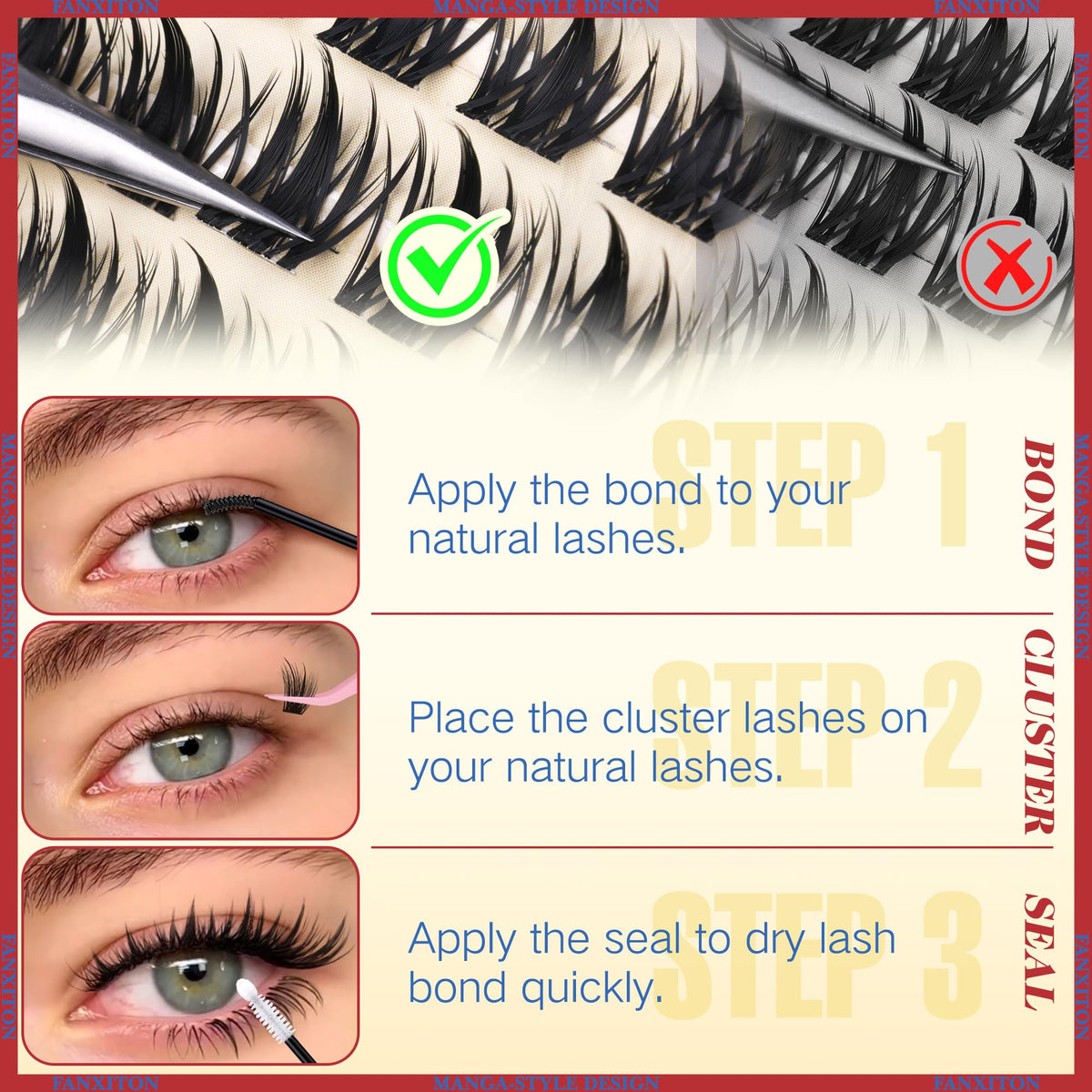 FANXITON lash clusters demonstrating lightweight design