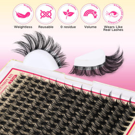 FANXITON lash clusters displayed on a makeup table