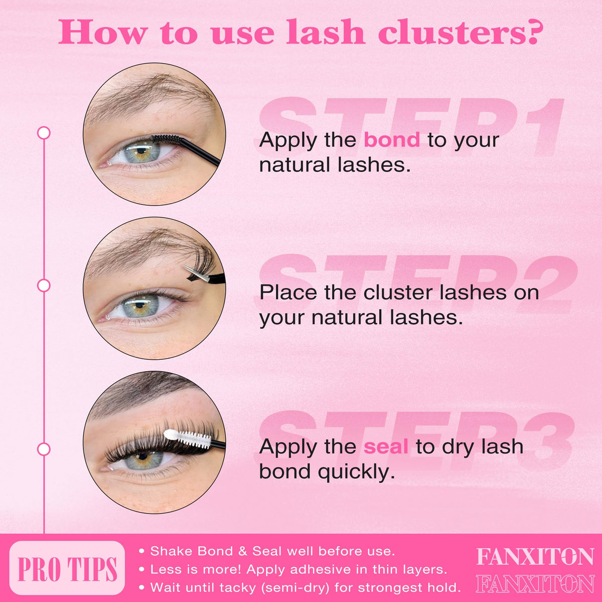 FANXITON lash clusters displayed on a model's eyes