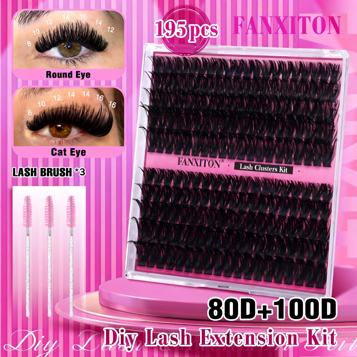 FANXITON lash clusters in 80D and 100D density options