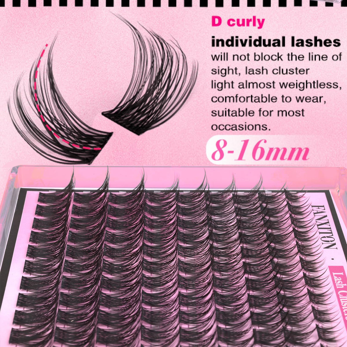 FANXITON lash clusters in use during application process