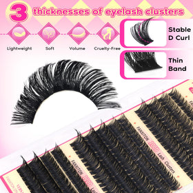 FANXITON lash clusters in various lengths displayed