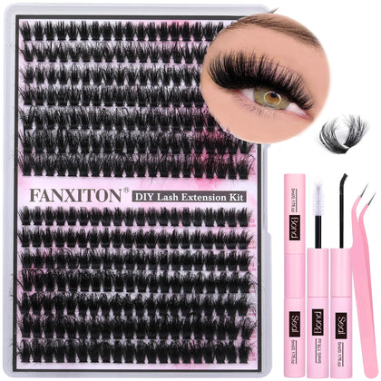 FANXITON Lash Clusters Kit 280pcs front view with various lash lengths