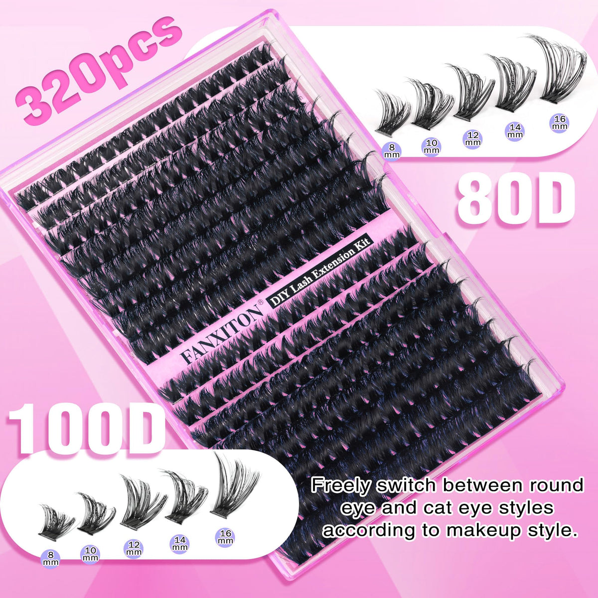 FANXITON Lash Clusters Kit 80D/100D lash bond and seal