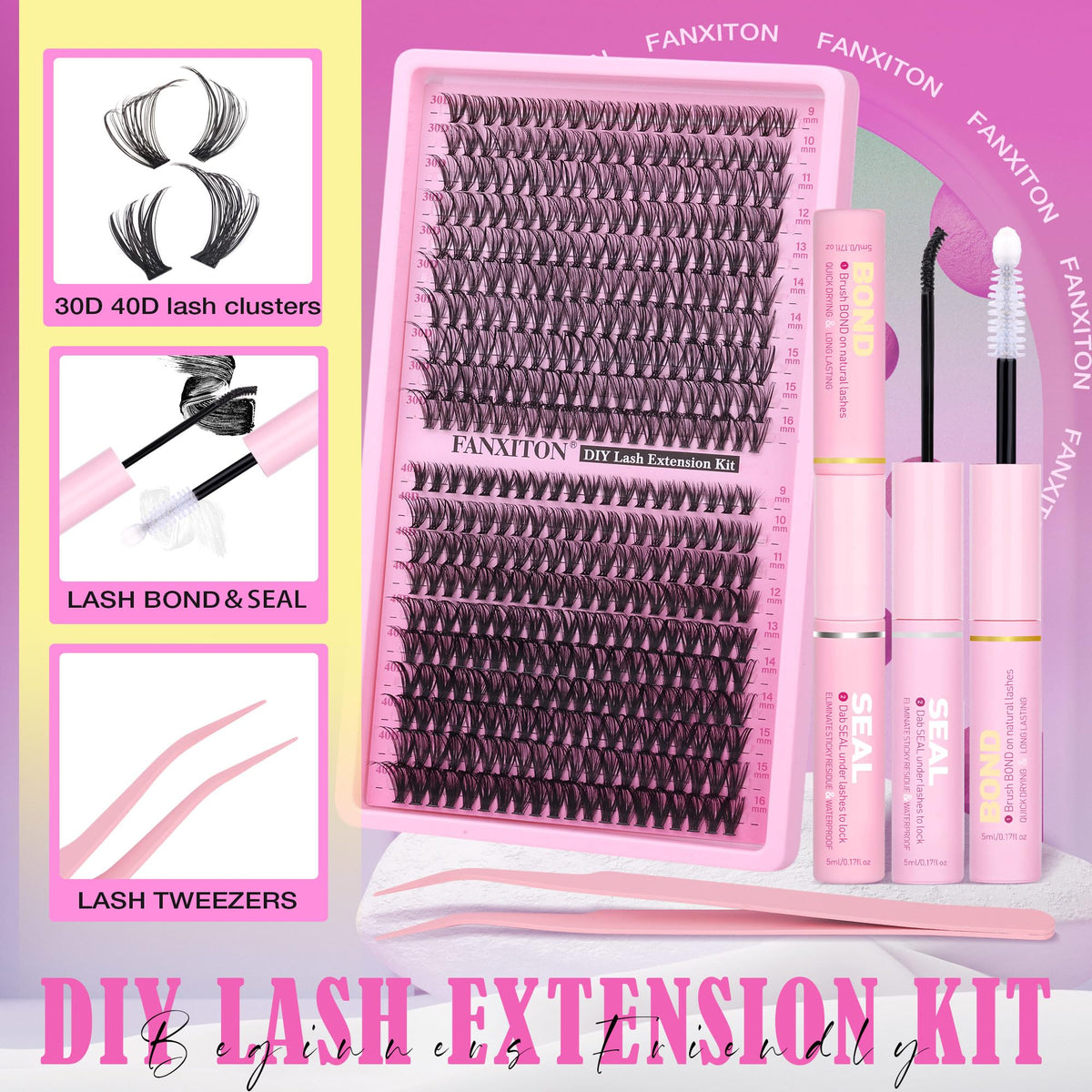 FANXITON Lash Clusters Kit showing 400 pcs wispy lashes