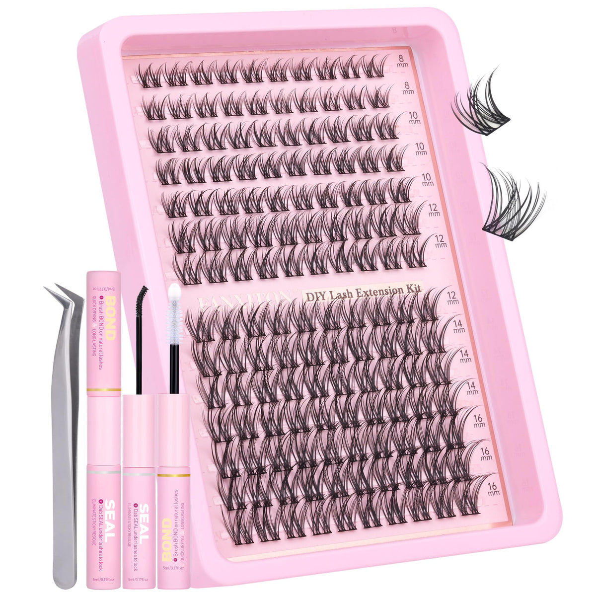 FANXITON Lash Clusters Kit with 144 pieces and accessories