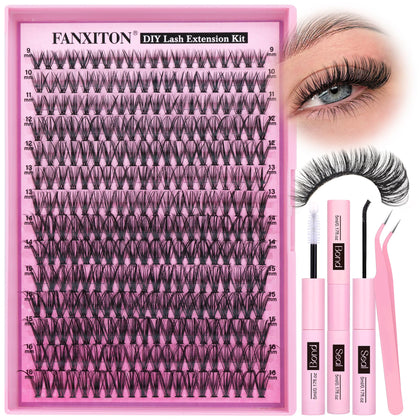 FANXITON Lash Clusters Kit with 280 pcs and accessories