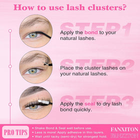 FANXITON lash clusters kit with brushes on a vanity