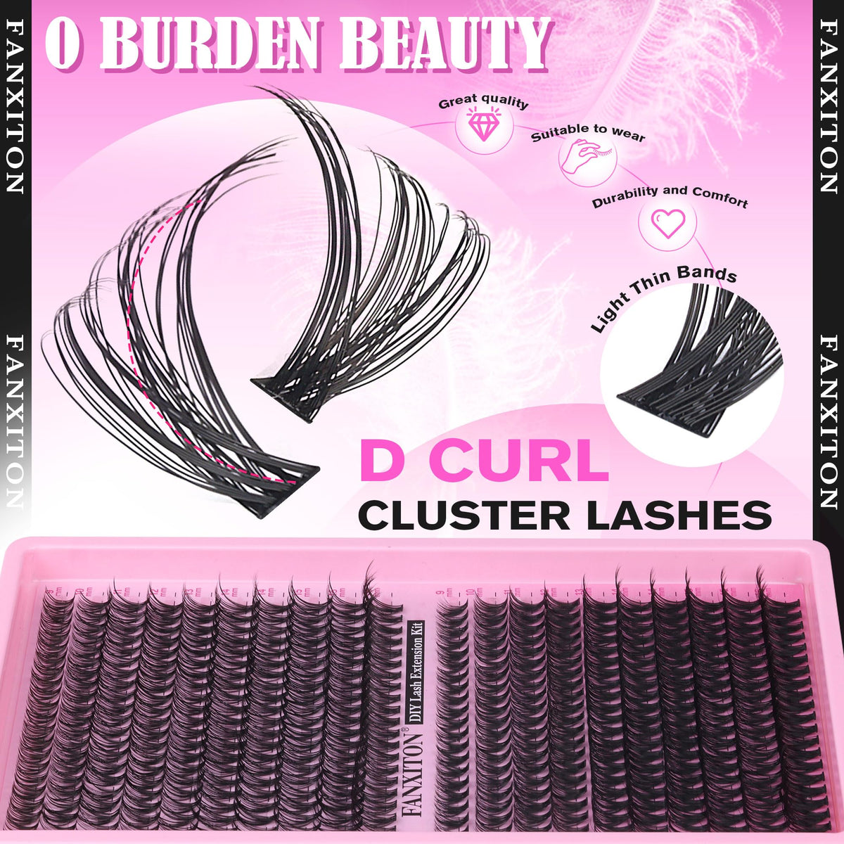 FANXITON Lash Clusters Kit with lashes applied on model