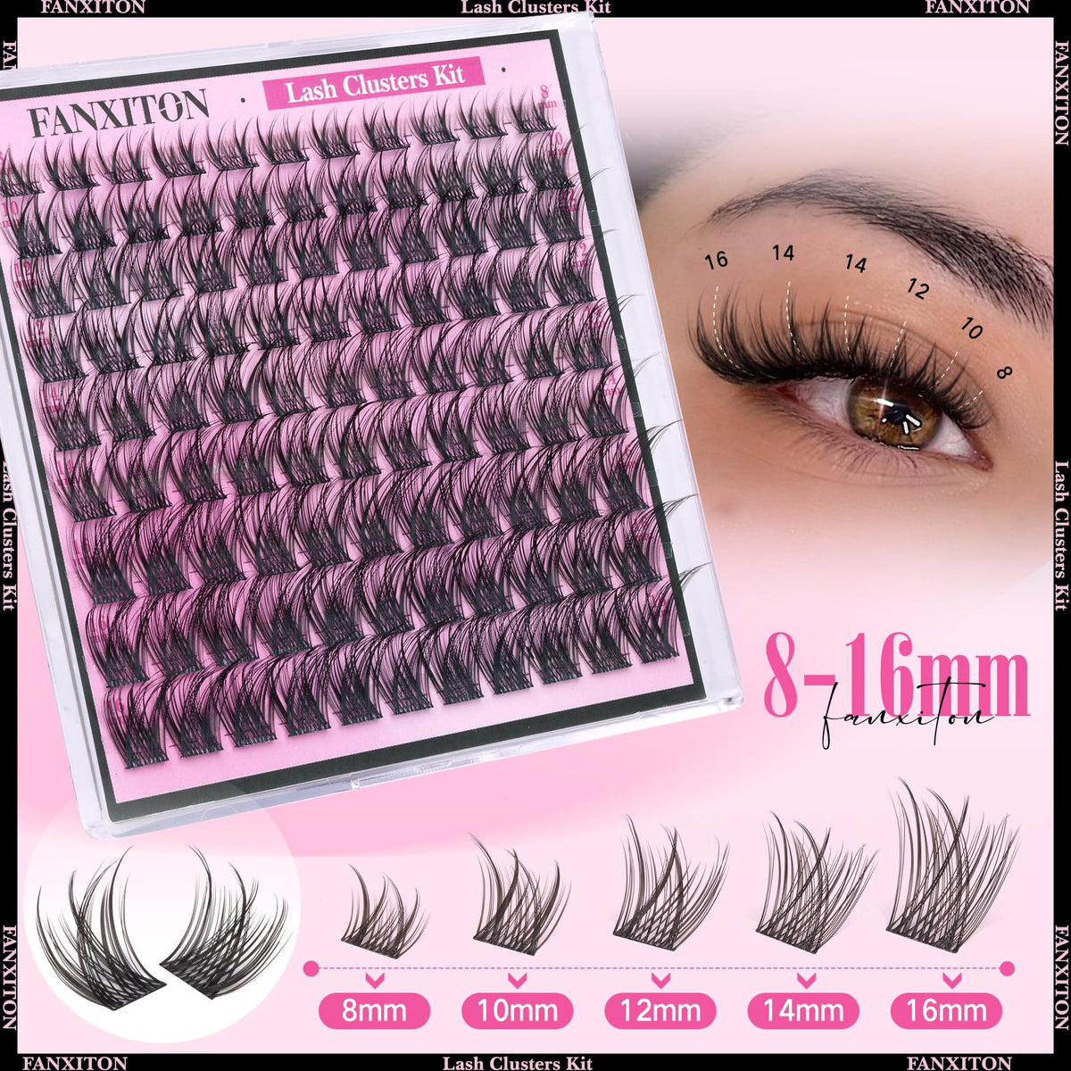 FANXITON lash clusters on model's eyes for natural look