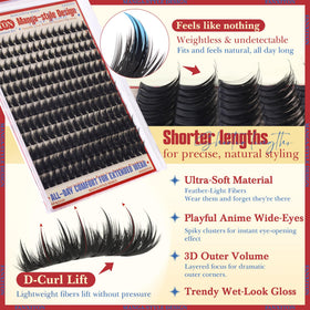 FANXITON lash clusters packaging with 204 individual pieces
