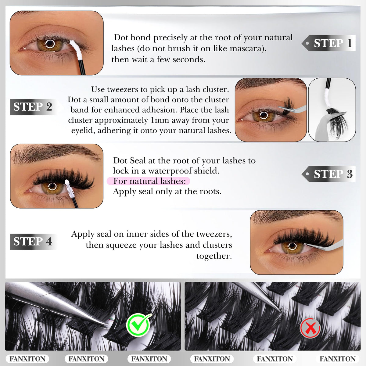 FANXITON lash clusters showing fluffy texture