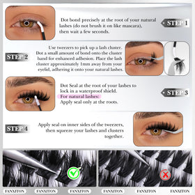 FANXITON lash clusters showing fluffy texture