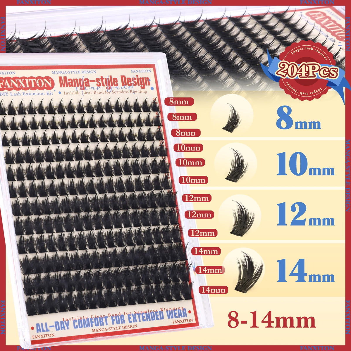 FANXITON lash clusters showing spiky volume effect