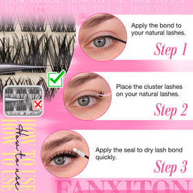 FANXITON lash clusters with clear bands for natural look