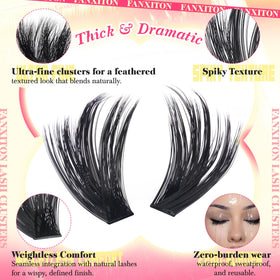 FANXITON Long Volume Lash Clusters 20mm close-up