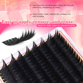 FANXITON Long Volume Lash Clusters 24mm close-up