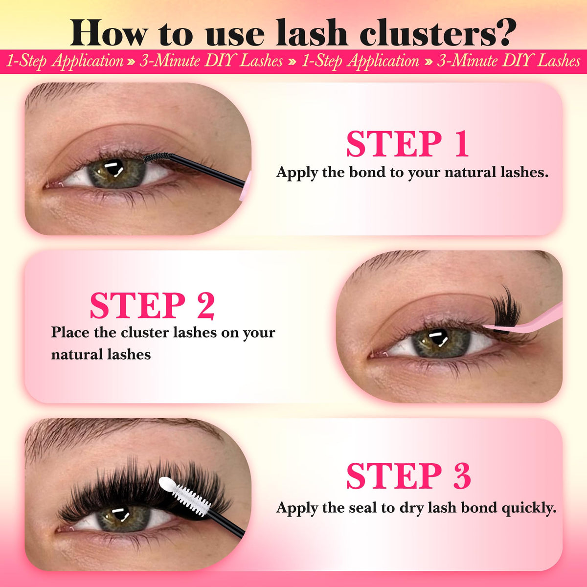 FANXITON Long Volume Lash Clusters application process