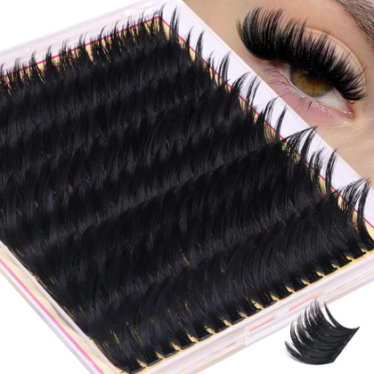 FANXITON Long Volume Lash Clusters front view with packaging