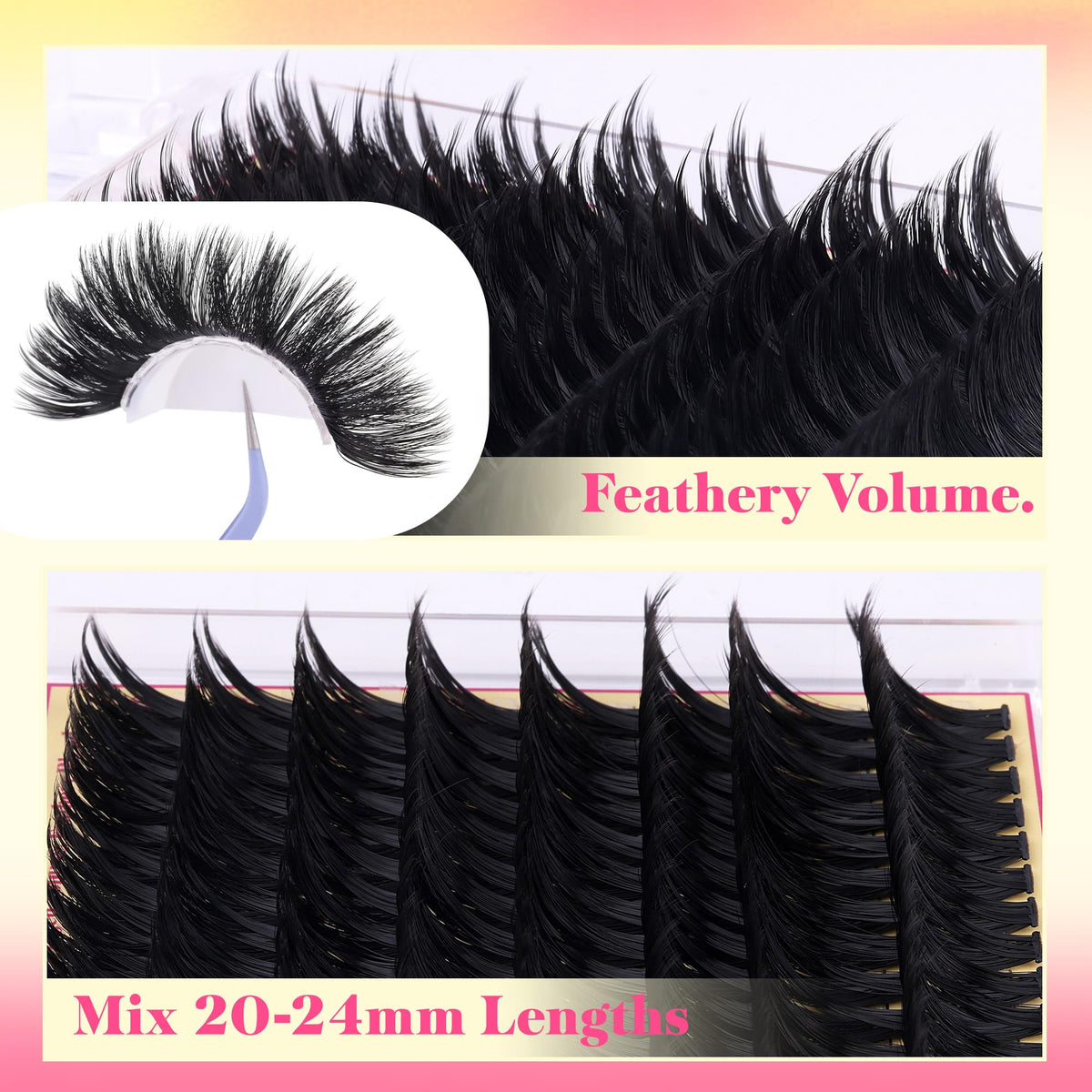 FANXITON Long Volume Lash Clusters side view