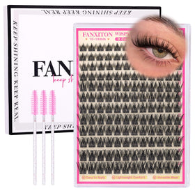 FANXITON Manga Anime Lash Clusters Kit with 144 clusters and brushes