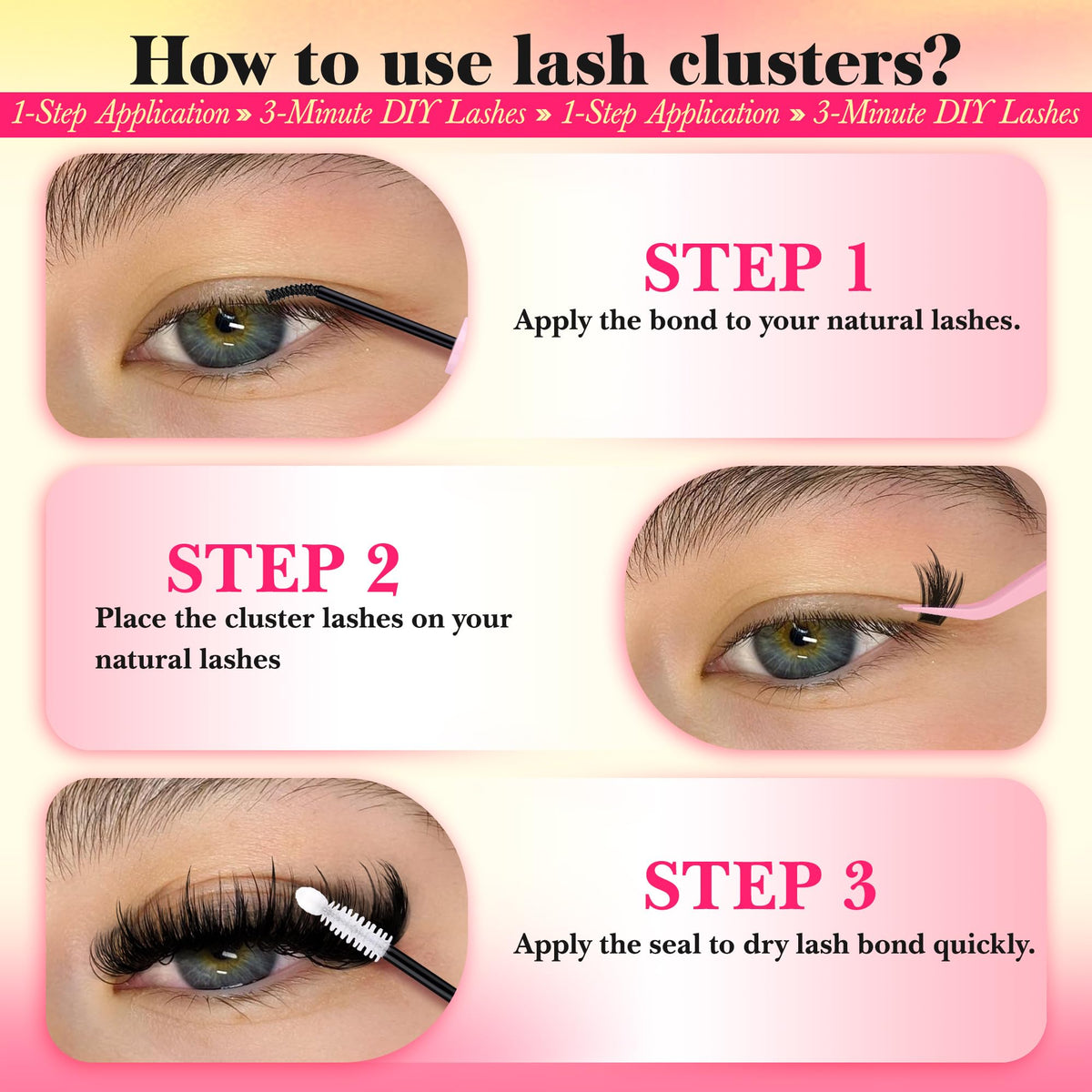 FANXITON Manga Volume Lash Clusters applied on model