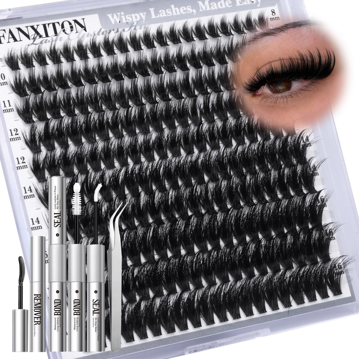 FANXITON Natural Spiky Lash Clusters Kit with packaging