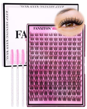 FANXITON Natural Wispy Lash Clusters Kit front view with 154 pcs
