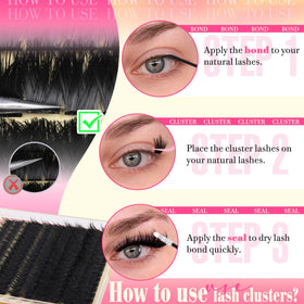 FANXITON Volume Lash Clusters 10-14mm lengths displayed