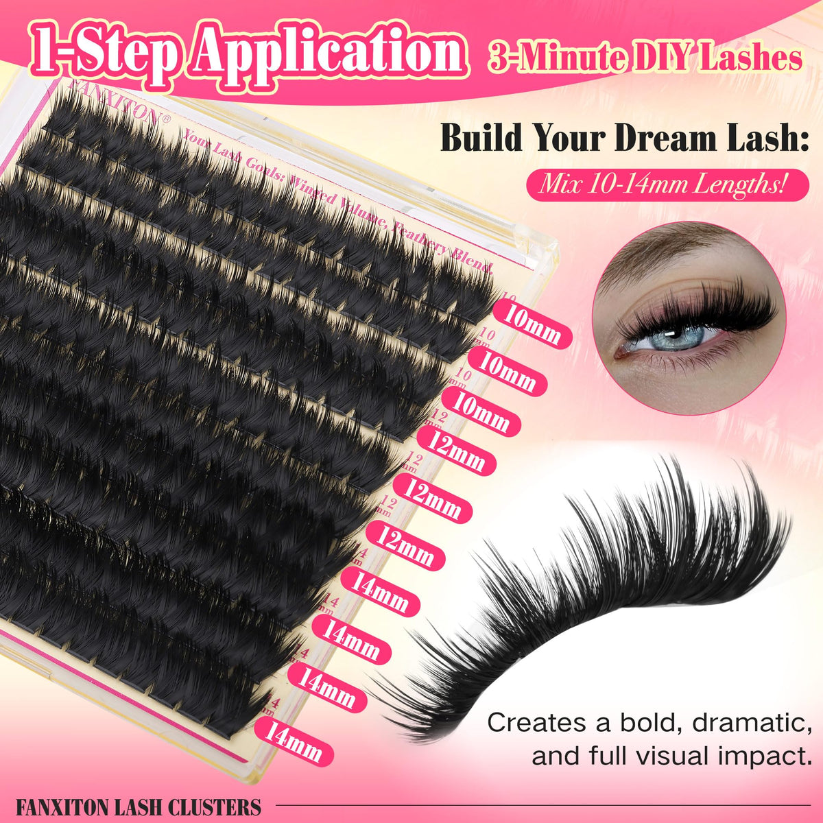 FANXITON Volume Lash Clusters close-up of fibres