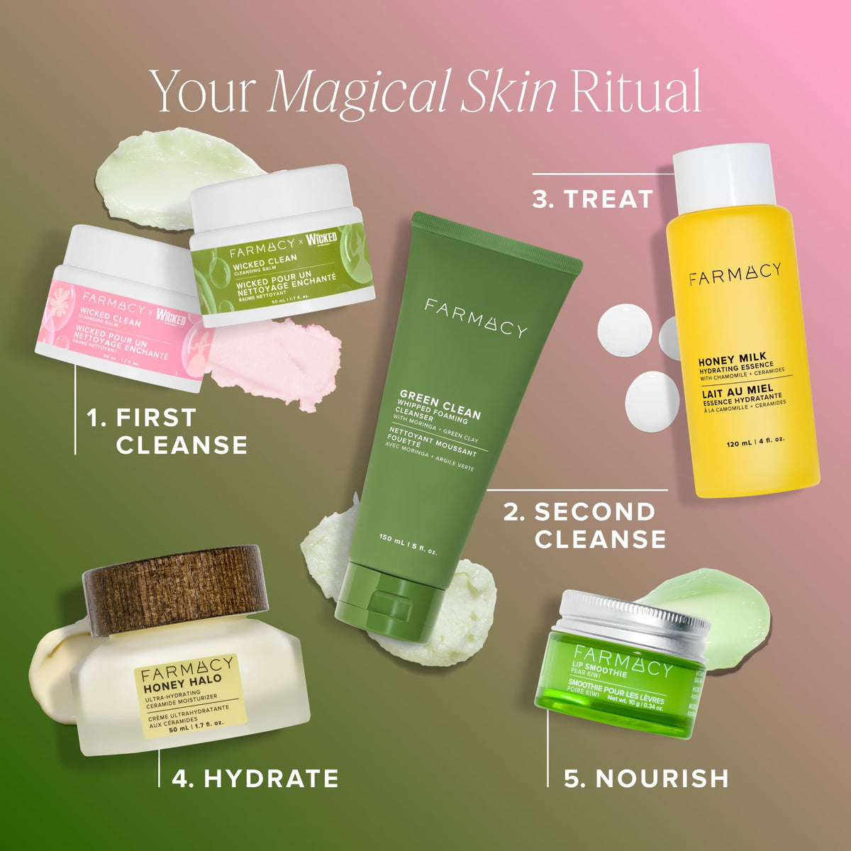 Farmacy Cleansing Balm Skin Care Set - balms in use on skin