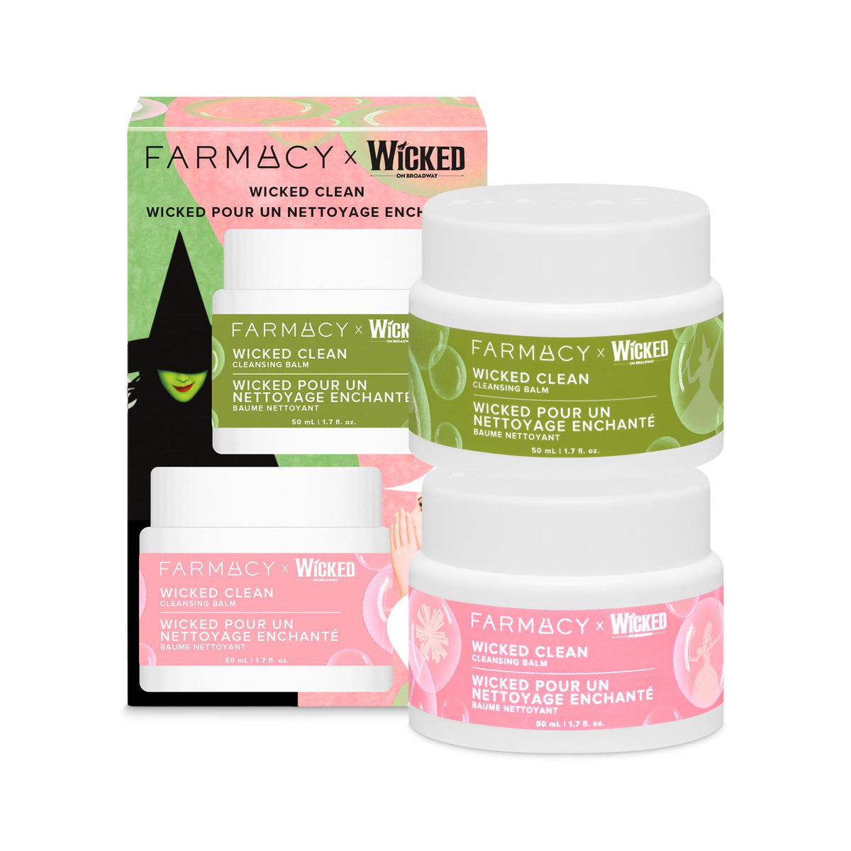 Farmacy Cleansing Balm Skin Care Set - Pink and Green balms front view