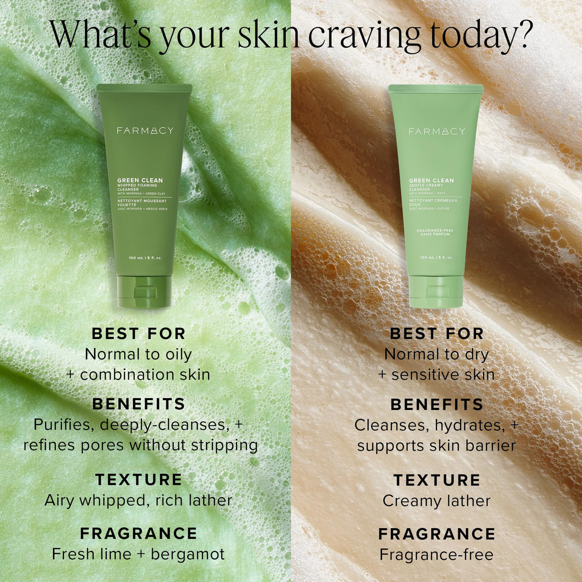 Farmacy Gentle Creamy Face Cleanser 50ml with lather on hand