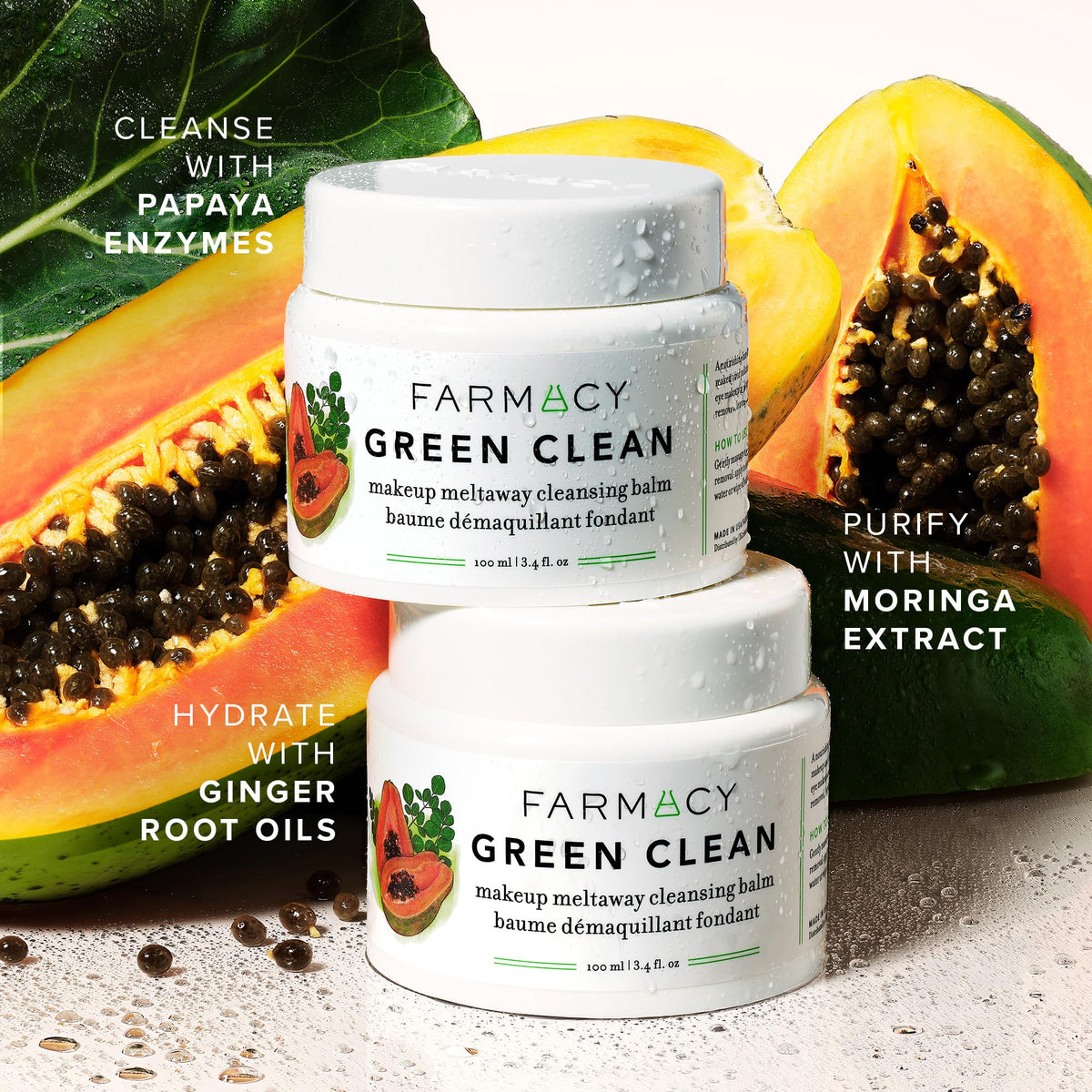 Farmacy Green Clean Balm with a washcloth
