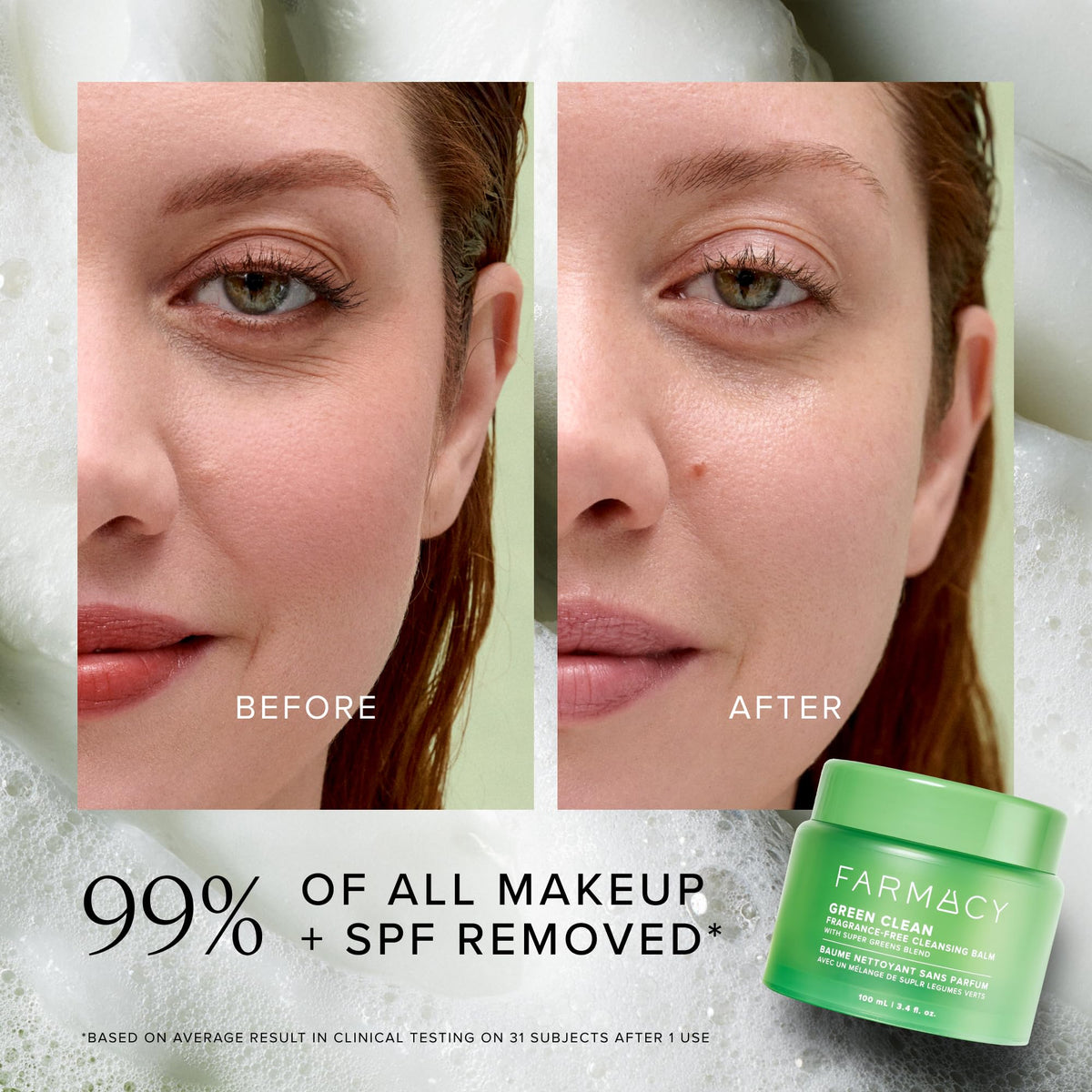 Farmacy Sensitive Skin Makeup Remover Cleansing Balm in use