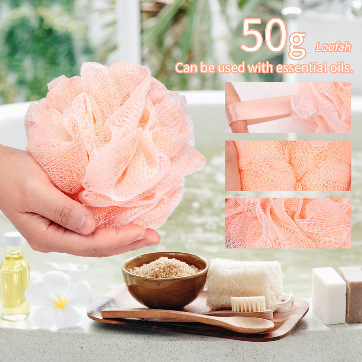 Farmoga Bath Loofah Sponge close-up of mesh texture
